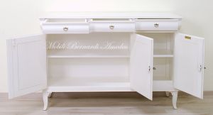 Classic style wooden sideboard with 3 doors and 3 drawers in antique white finish